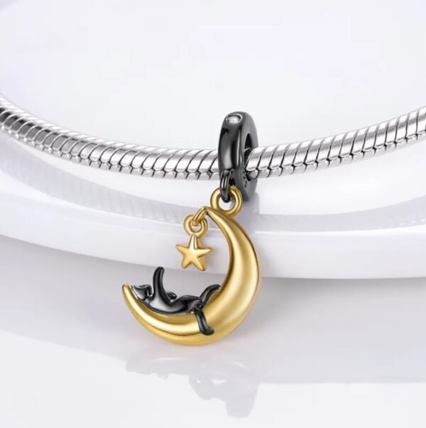Zawieszka charms do pandory Srebro próby 925 Kot na Księżycu - obrazek 2