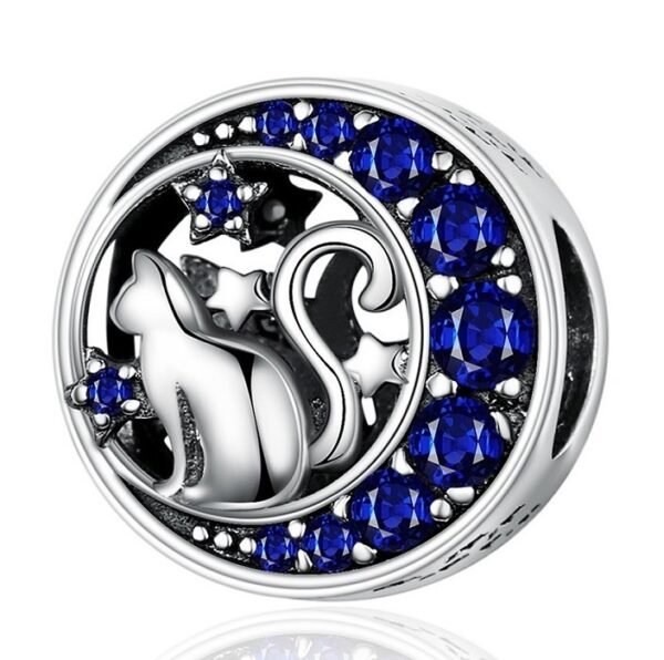 Zawieszka charms do pandory Srebro próby 925 Kot w Nocy