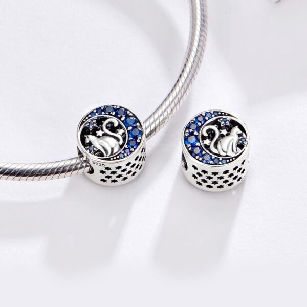 Zawieszka charms do pandory Srebro próby 925 Kot w Nocy - obrazek 2