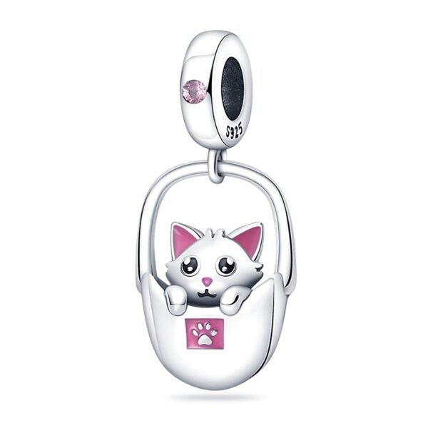 Zawieszka charms do pandory Srebro próby 925 Kotek w koszyku