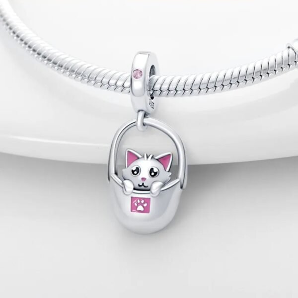 Zawieszka charms do pandory Srebro próby 925 Kotek w koszyku - obrazek 2