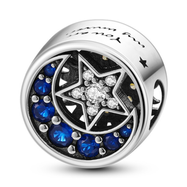 Zawieszka charms do pandory Srebro próby 925 Księżyc Gwiazda Słońce