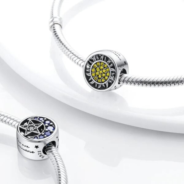 Zawieszka charms do pandory Srebro próby 925 Księżyc Gwiazda Słońce - obrazek 3