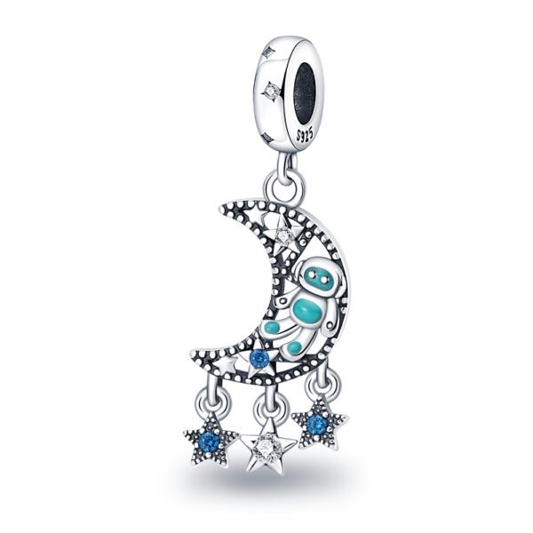 Zawieszka charms do pandory Srebro próby 925 Księżyc i Kosmonauta