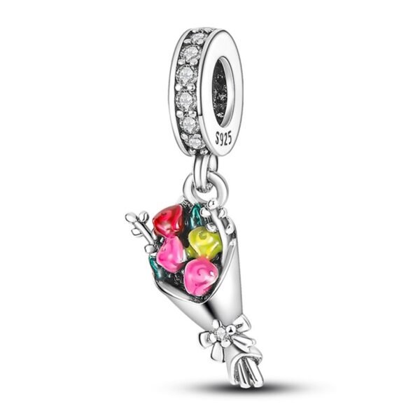 Zawieszka charms do pandory Srebro próby 925 Bukiet Róż