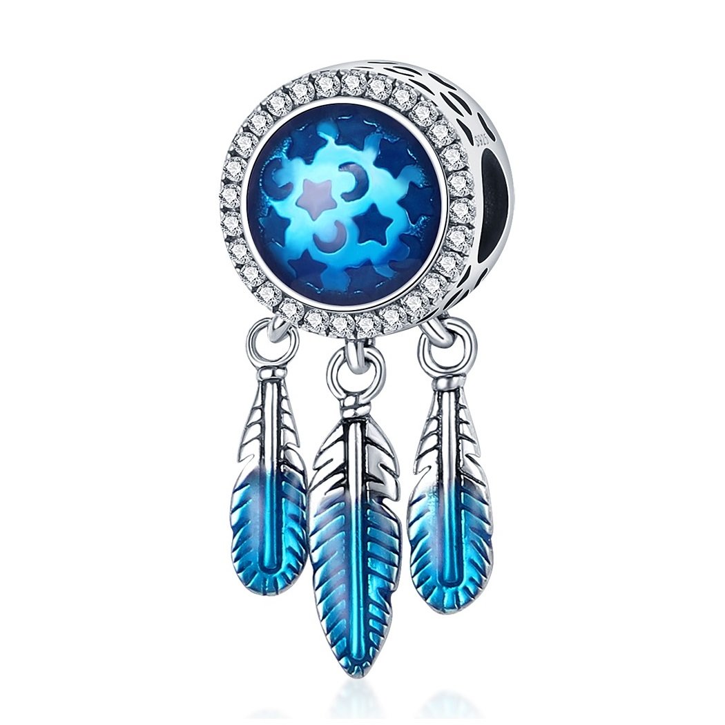Zawieszka charms do pandory Srebro próby 925 Niebieski Łapacz Snów