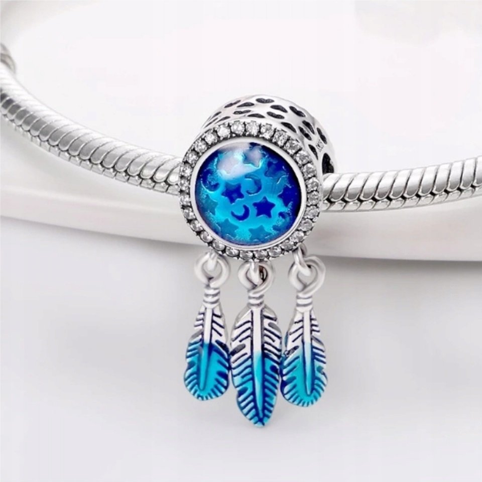 Zawieszka charms do pandory Srebro próby 925 Niebieski Łapacz Snów - obrazek 2