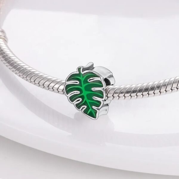 Zawieszka charms do pandory Srebro próby 925 Liść Monstera - obrazek 2