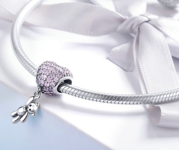 Zawieszka charms do pandory Srebro próby 925 Miś i Balon - obrazek 3