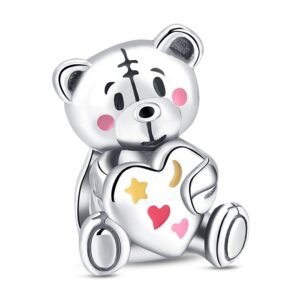 Zawieszka charms do pandory Srebro próby 925 Miś Serce