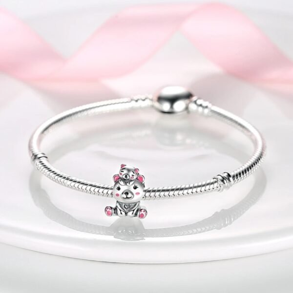 Zawieszka charms do pandory Srebro próby 925 Dwa Misie - obrazek 2