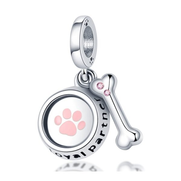 Zawieszka charms do pandory Srebro próby 925 Miska Psa Kość Łapa