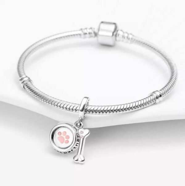 Zawieszka charms do pandory Srebro próby 925 Miska Psa Kość Łapa - obrazek 3