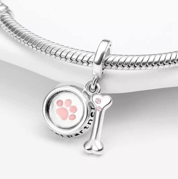 Zawieszka charms do pandory Srebro próby 925 Miska Psa Kość Łapa - obrazek 2