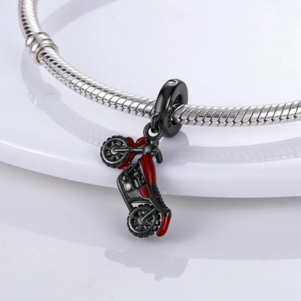 Zawieszka charms do pandory Srebro próby 925 Czarny Motor - obrazek 2
