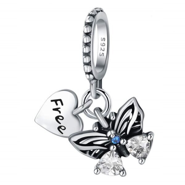 Zawieszka charms do pandory Srebro próby 925 Motyl i Serce
