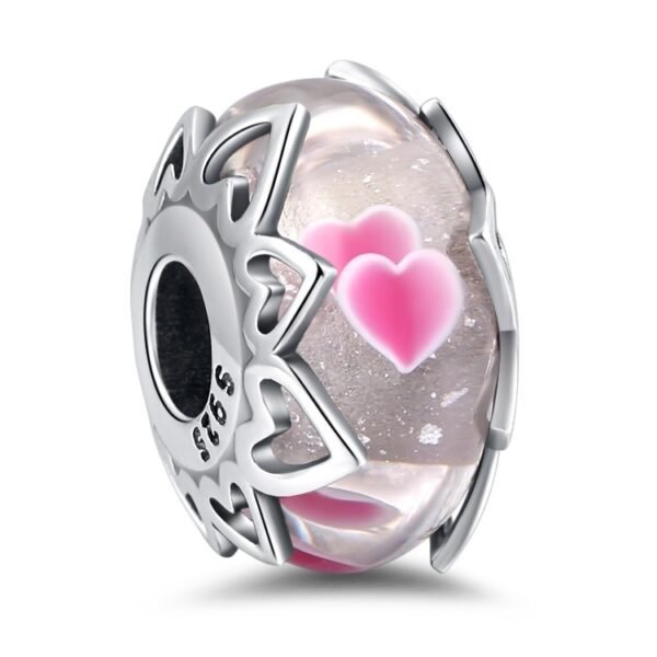 Zawieszka charms do pandory Srebro próby 925 Serce Murano