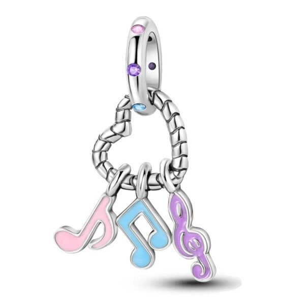 Zawieszka charms do pandory Srebro próby 925 Nutki i Klucz Wiolinowy