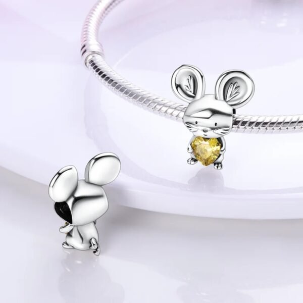 Zawieszka charms do pandory Srebro próby 925 Myszka - obrazek 2