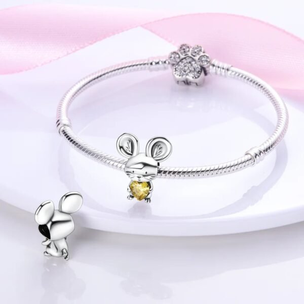 Zawieszka charms do pandory Srebro próby 925 Myszka - obrazek 3