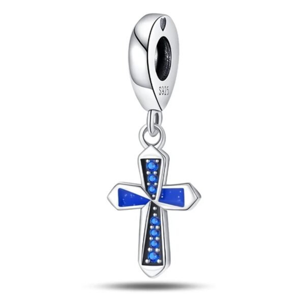 Zawieszka charms do pandory Srebro próby 925 Niebieski Krzyżyk