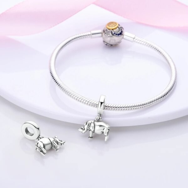 Zawieszka charms do pandory Srebro próby 925 Nosorożec - obrazek 3