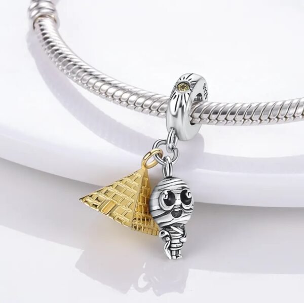 Zawieszka charms do pandory Srebro próby 925 Piramida Mumia Egipt - obrazek 2