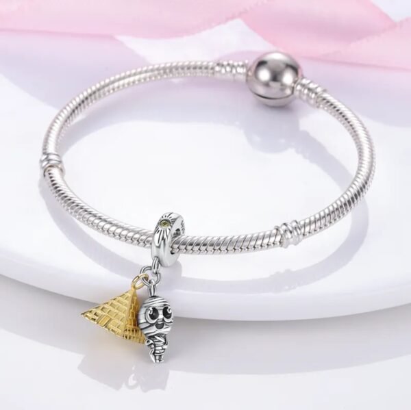 Zawieszka charms do pandory Srebro próby 925 Piramida Mumia Egipt - obrazek 3
