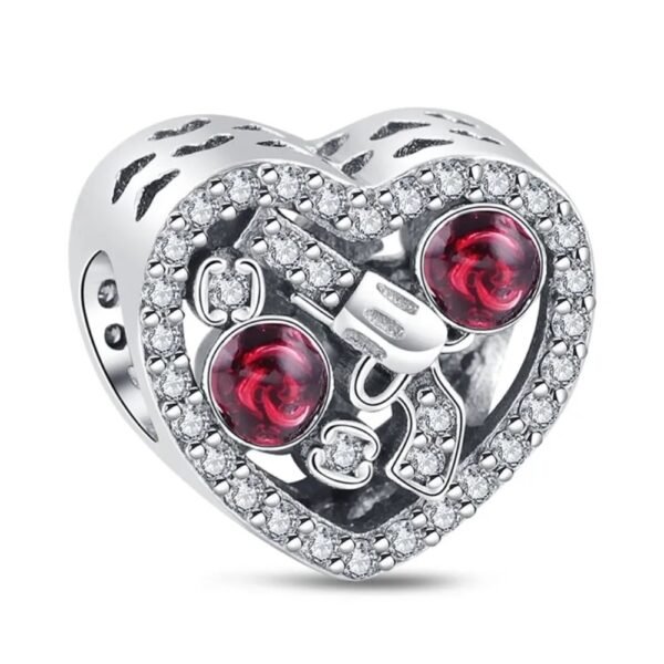 Zawieszka charms do pandory Srebro próby 925 Serce Pistolet Róża