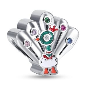 Zawieszka charms do pandory Srebro próby 925 Kolorowy Paw