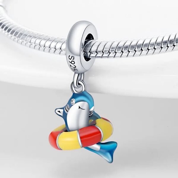 Zawieszka charms do pandory Srebro próby 925 Rekin i Koło Ratunkowe - obrazek 2
