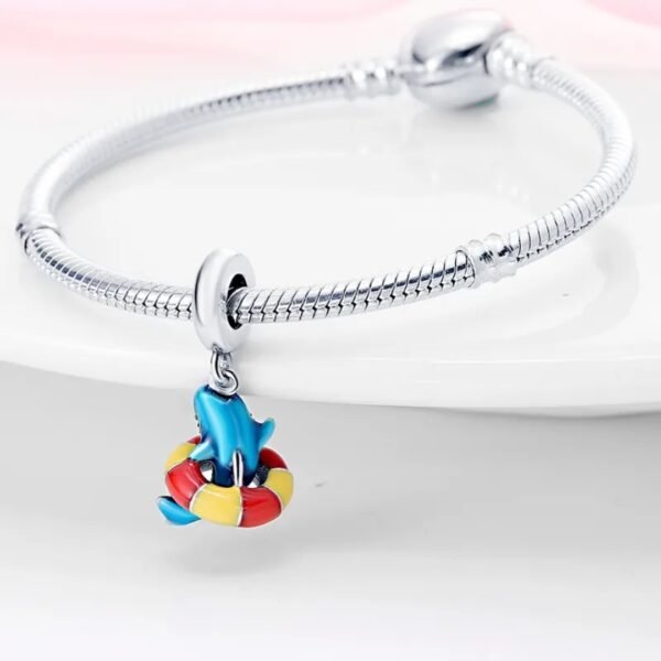 Zawieszka charms do pandory Srebro próby 925 Rekin i Koło Ratunkowe - obrazek 3