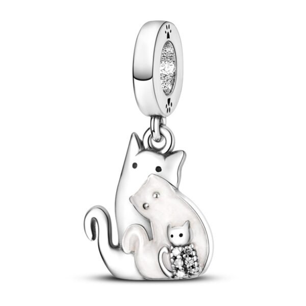 Zawieszka charms do pandory Srebro próby 925 Rodzina Kotków