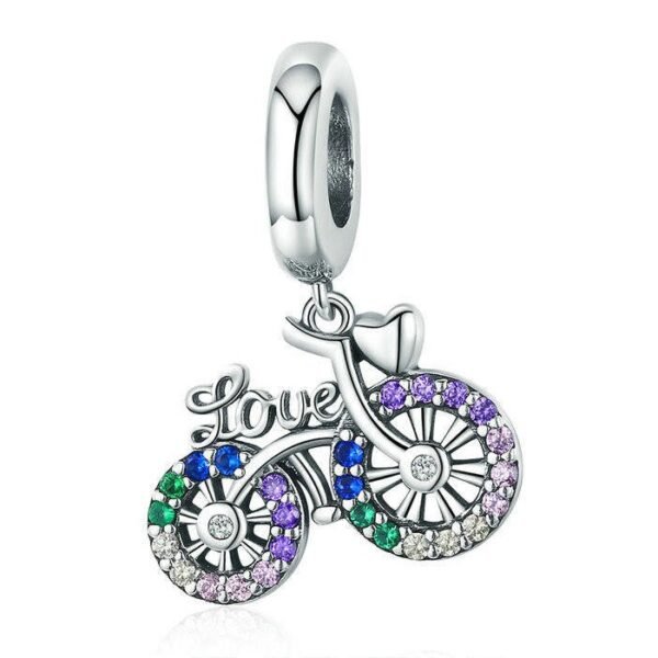 Zawieszka charms do pandory Srebro próby 925 Kolorowy Rower