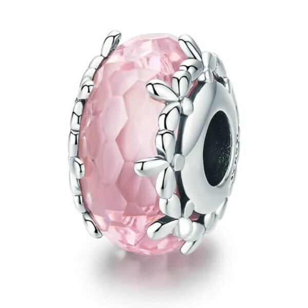 Zawieszka charms do pandory Srebro próby 925 Różowa Murano