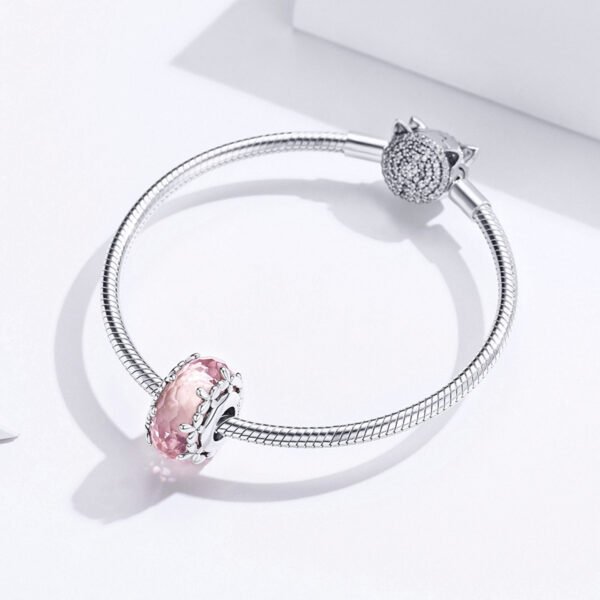 Zawieszka charms do pandory Srebro próby 925 Różowa Murano - obrazek 3