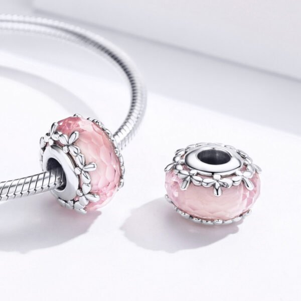 Zawieszka charms do pandory Srebro próby 925 Różowa Murano - obrazek 2