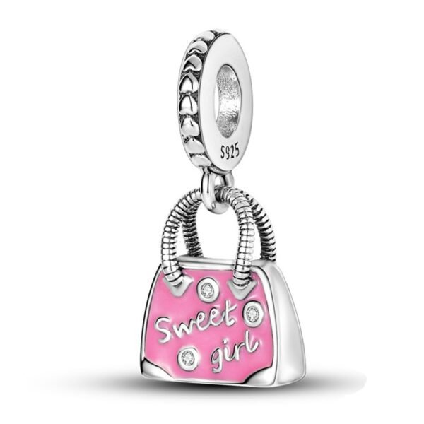 Zawieszka charms do pandory Srebro próby 925 Różowa Torebka