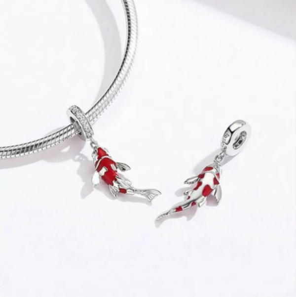 Zawieszka charms do pandory Srebro próby 925 Karp Koi - obrazek 2