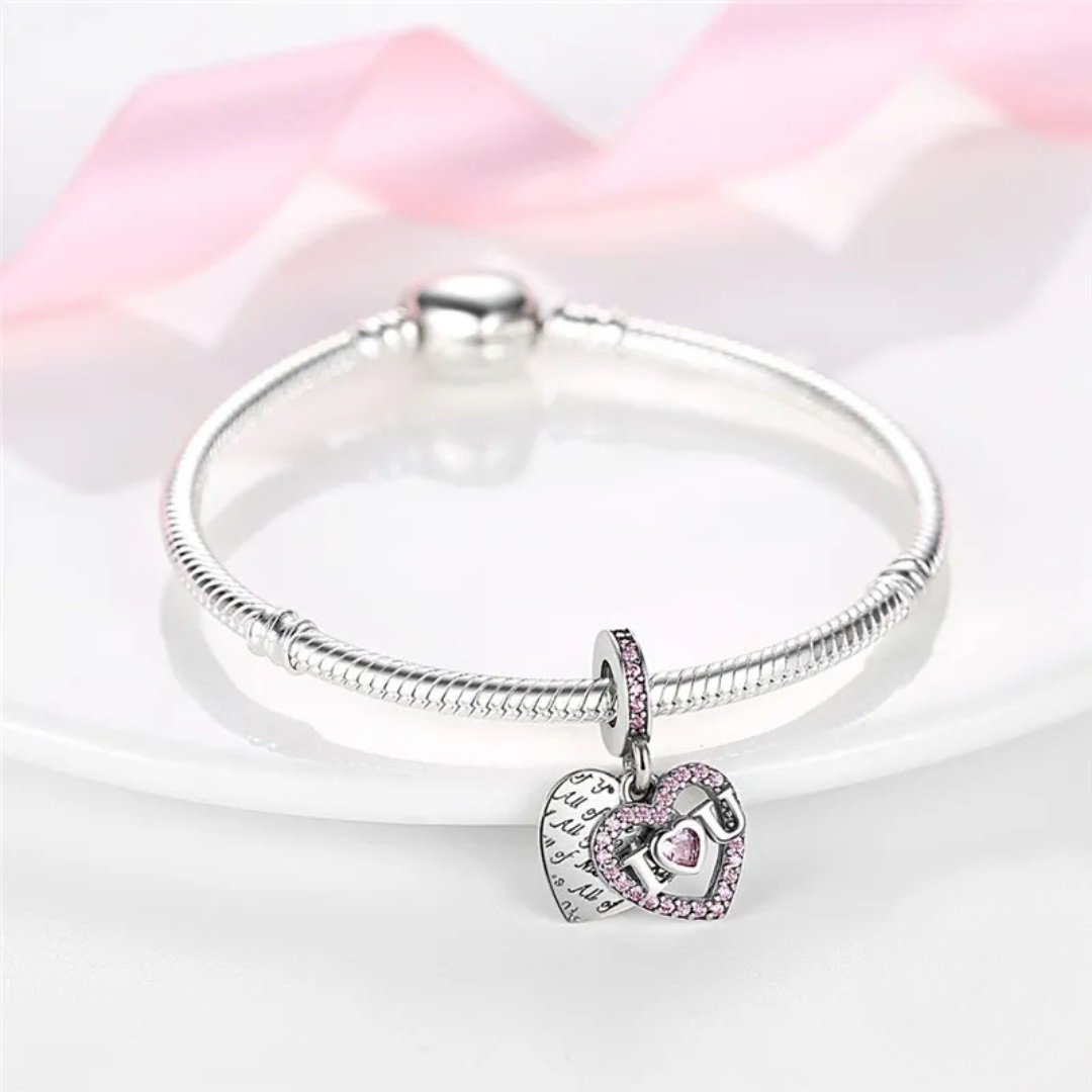 Zawieszka charms do pandory Srebro próby 925 Serce I Love You - obrazek 2