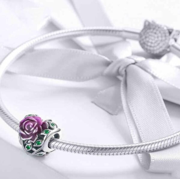 Zawieszka charms do pandory Srebro próby 925 Serce i Róża - obrazek 2
