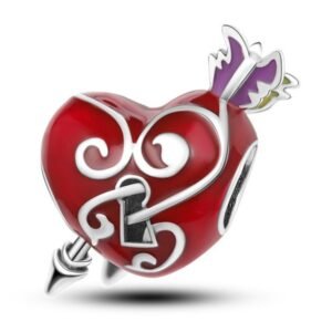 Zawieszka charms do pandory Srebro próby 925 Serce Przebite Strzałą