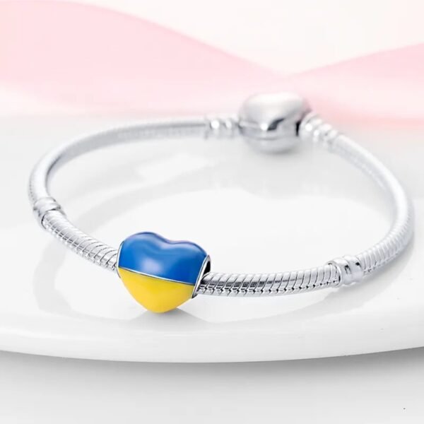 Zawieszka charms do pandory Srebro próby 925 Serce Ukraina - obrazek 3