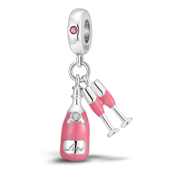 Zawieszka charms do pandory Srebro próby 925 Szampan i Kieliszki