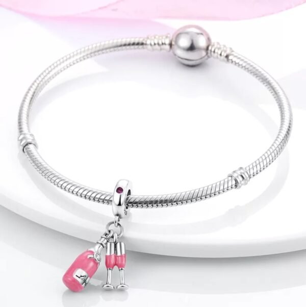 Zawieszka charms do pandory Srebro próby 925 Szampan i Kieliszki - obrazek 3