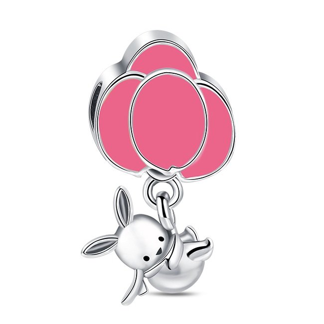 Zawieszka charms do pandory Srebro próby 925 Zajączek i Balony