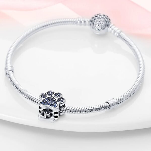 Zawieszka charms do pandory Srebro próby 925 Łapa Psa i Kość - obrazek 3