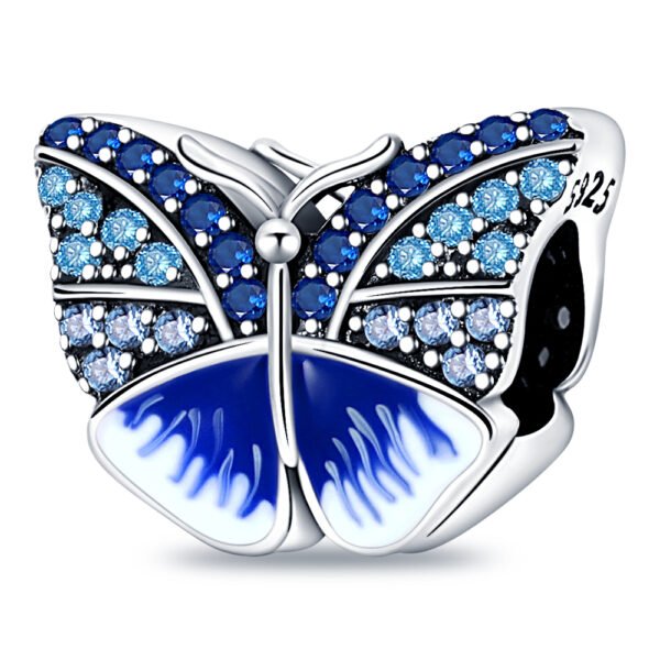 Zawieszka charms do pandory Srebro próby 925 Niebieski Motyl