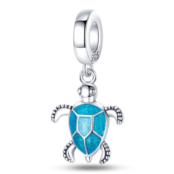 Zawieszka charms do pandory Srebro próby 925 Niebieski Żółw Morski
