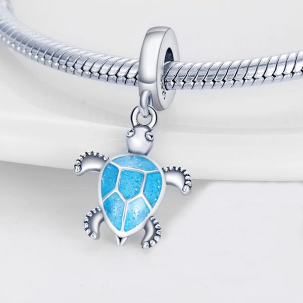 Zawieszka charms do pandory Srebro próby 925 Niebieski Żółw Morski - obrazek 2